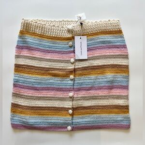Lovers + Friends Lisette Crochet Skirt Medium Stripe NWT